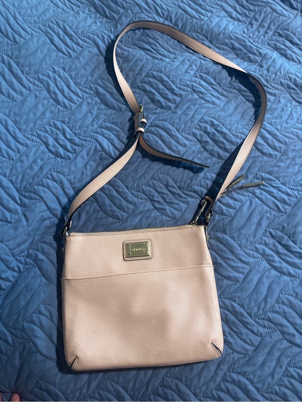 Calvin Klein Soft Blush Leather Crossbody Shoulder Bag